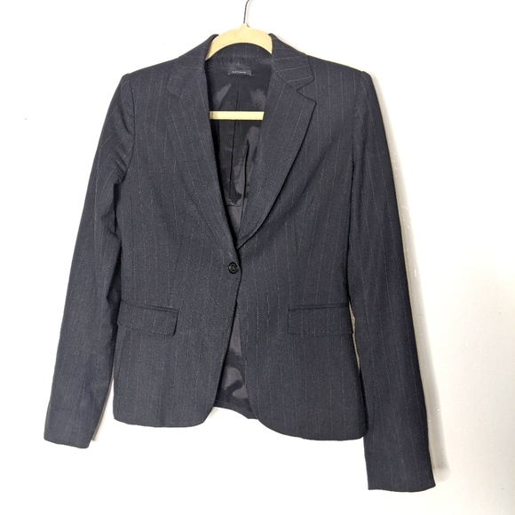 Elie Tahari Pin Stripe Button Front Blazer Grey - Picture 1 of 11
